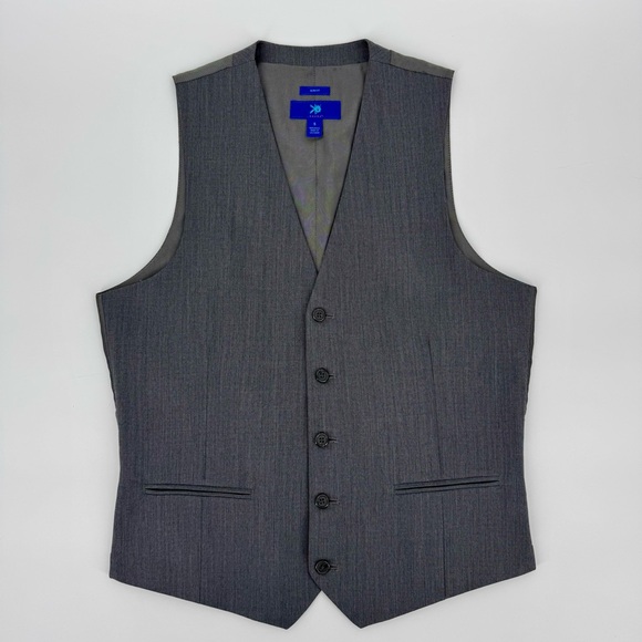 Egara Slim Fit Grey Wool Vest - Picture 1 of 8
